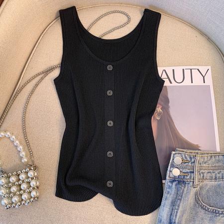 PF1588#大码女装 新款设计感外套内搭吊带背心无袖针织衫上衣