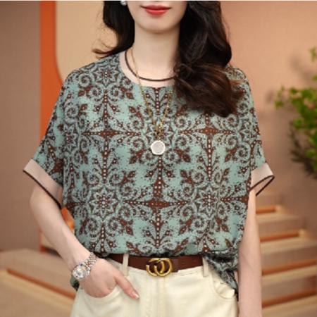 PF1653#新款 夏季高端短袖时尚上衣女显瘦显白百搭减龄