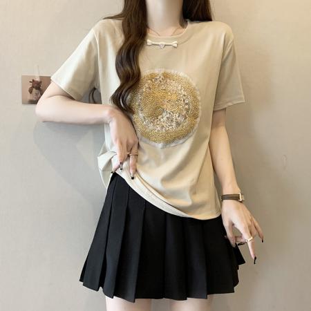 PF1764#新款胖mm大码高级感中国风百搭新中式刺绣上衣T恤