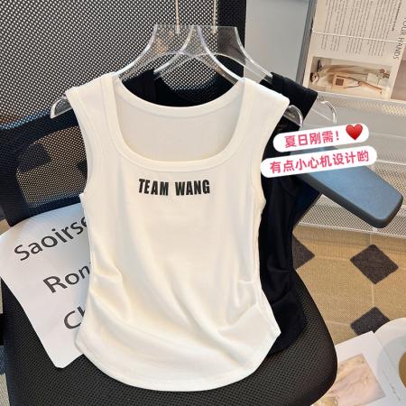 PF1798#白色字母背心女内搭 新款夏外穿美式小吊带辣妹无袖遮副乳上衣