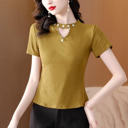 PF1863#夏季简约百搭修身棉T恤