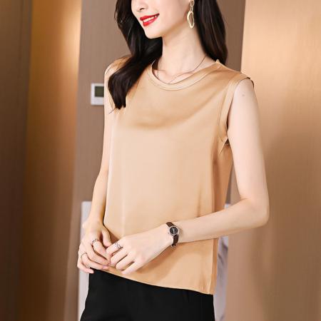 PF1867#新品醋酸锻面圆领内搭背心