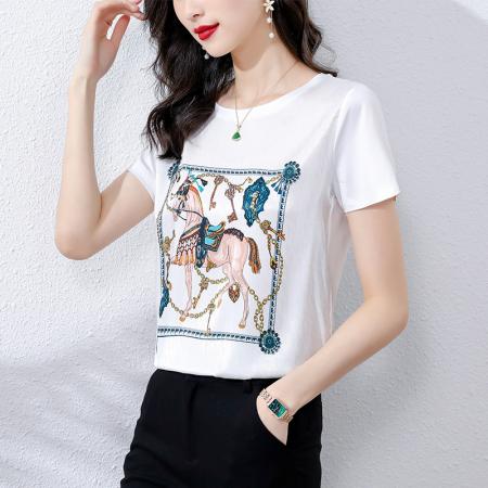 PF1870#夏季新品锻面印花T恤