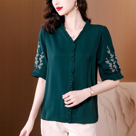 PF1877#高贵气质衬衫夏季新款 时尚衬衣套装 女大码夏装