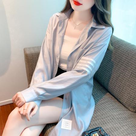 PF1921#夏季新款韩版宽松防晒衣长袖衬衫防紫外线开衫薄外套女