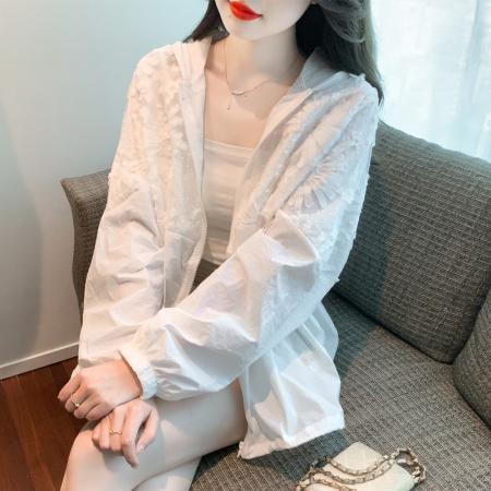 PF1924#夏季新款雪纺蕾丝拼接连帽设计感防晒衣防紫外线薄外套