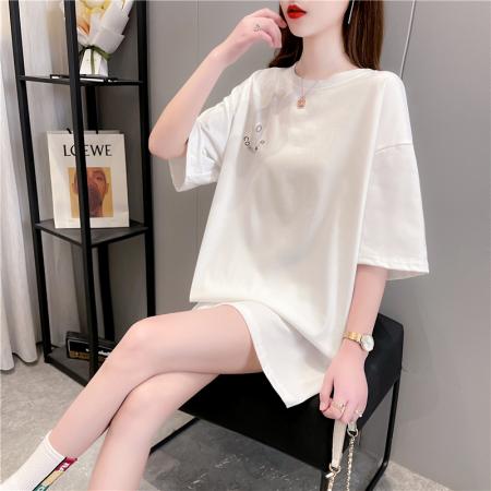 PF2018#短袖t恤女新款欧货字母烫钻后背翅膀立体装饰半袖上衣