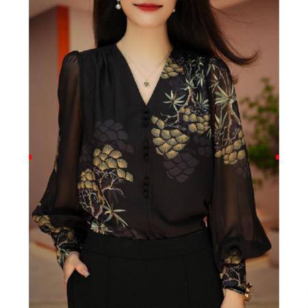 PF2030#新款宽松精致上衣透气高级百搭时尚洋气减龄上衣