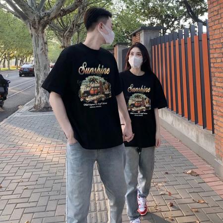 PF2072#后包边纯棉短袖T恤女2024年夏宽松上衣