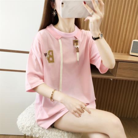 PF2110#棉夏季新款时尚休闲薄款短袖T恤女韩版宽松上衣