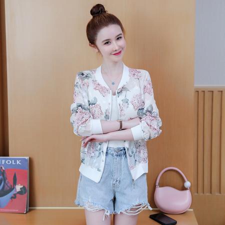 PF2498#新款透气防紫外线防晒衣服刺绣开衫短款外套女士