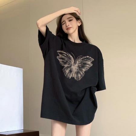 PF2613#精梳纯棉 后包领 有缝边 S-XXXL 夏装短袖T恤女