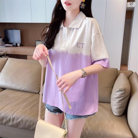 PF2666#棉夏季新款时尚休闲薄款短袖T恤女韩版宽松上衣