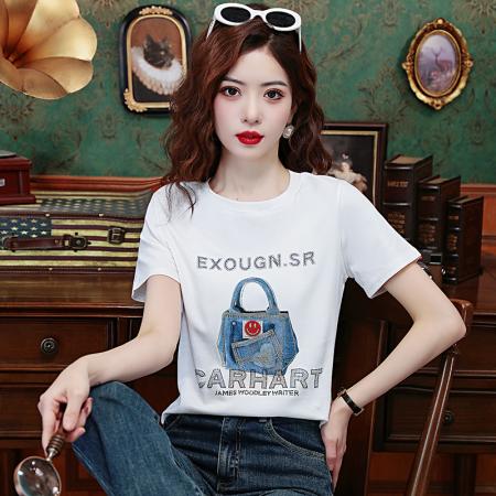 PF2709#新款印花简约短袖T恤上衣女装