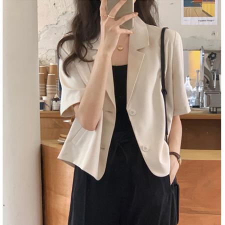 PF2782#夏装新款大码女装小西装短款外套小个子设计感西服上衣M-4XL200斤