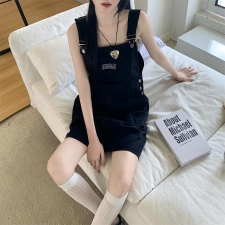 PF2784#夏季新款大码胖mm遮肚小个子显高连衣裙牛仔背带裙S-5XL200斤