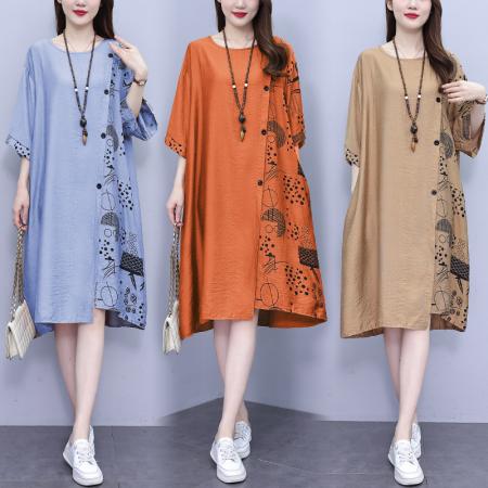 PF2920#夏季淑女A字裙大码女装连衣裙