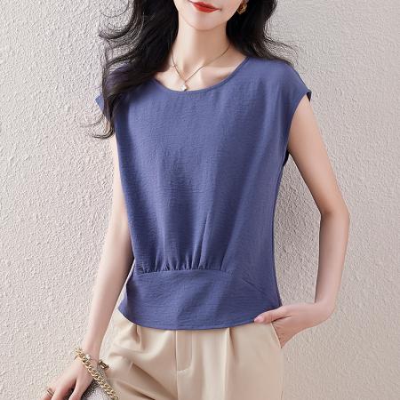 PF2934#棉麻女 新款夏季设计感洋气文艺复古纯色冰丝棉小衫衬衣