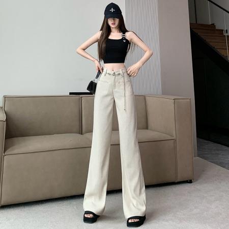 PF3072#设计感美式西装阔腿裤春夏新款女宽松垂感辣妹休闲西裤+腰带