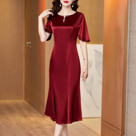 PF3103#婚礼妈妈礼服夏季高贵年轻喜婆婆婚宴装结婚敬酒服时尚鱼尾连衣裙