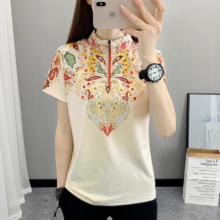 PF3176#针点拉架新款设计感小众中国风民族风短袖t恤女