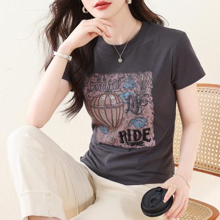 PF3192#欧洲站重工字母印花短款百搭休闲设计感小众