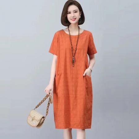 PF3281#连衣裙女2024新款夏季大码直筒气质高端显瘦宴会休闲漂亮妈妈裙子