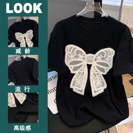 PF3320#精梳紧密100%棉直播同品前印花宽松短袖t恤女