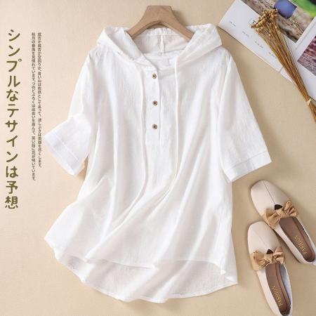 PF3423#棉麻提花刺绣短袖T恤