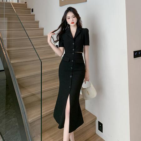 PF3444#高定干练港风御姐风西装半身裙职业两件套装女夏装成套搭配