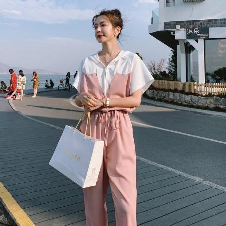 PF3538#小香风时尚休闲套装女百搭洋气两件套装2024夏季新款一整套潮