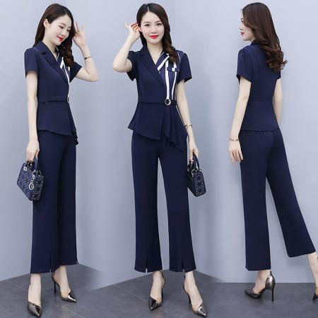 PF3562#夏季职业套装女2024新款气质减龄洋气时尚妈妈高级感阔腿裤两件套