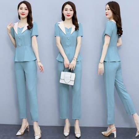 PF3564#套装女夏装2024新款流行时尚上衣裤子搭配减龄显瘦洋气雪纺两件套
