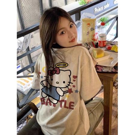 PF3644#纯棉短袖t恤女夏季上衣宽松设计感小众街头