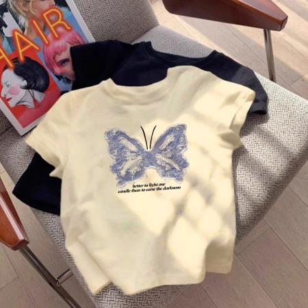 PF3656#后包条40支1*1罗纹 春夏正肩短袖T恤潮