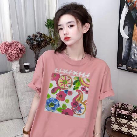 PF3659#后包条 春夏新款纯棉短袖T恤女