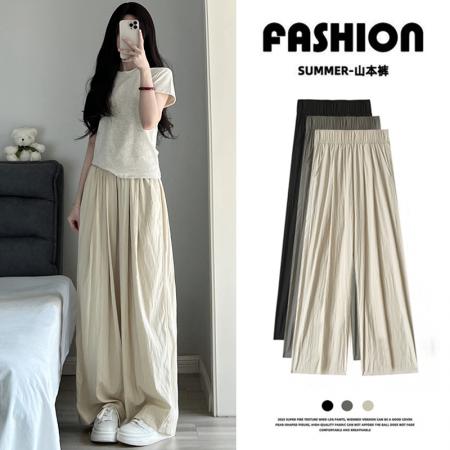 PF3676#山本裤阔腿裤女2024夏秋季薄款高腰垂感休闲日系慵懒风宽松直筒裤