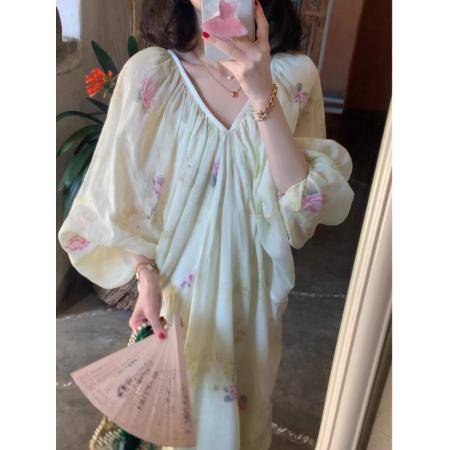 PF3891#大Eees 春黛荷 莼苎麻原创古典连衣裙