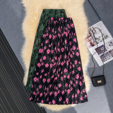 PF3969#乱褶法式田园复古半身裙2024春夏款设计感小众长裙子不规则潮