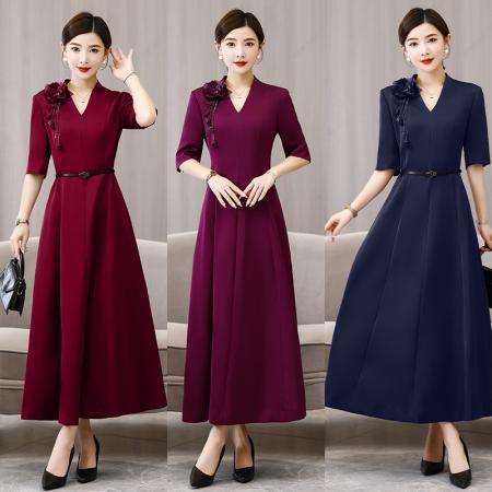 PF4013#夏新款妈妈礼服年轻妈妈礼服喜婆婆婚宴装