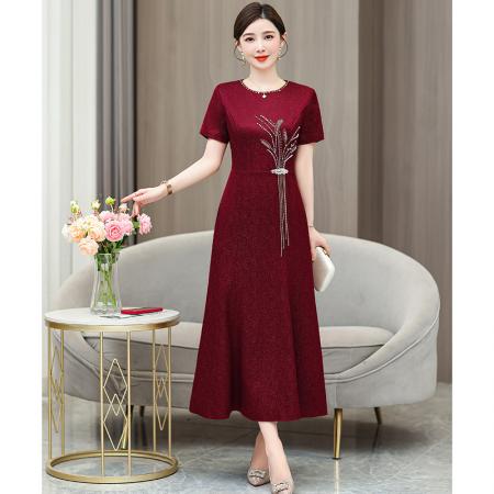 PF4015#香云纱套装真丝连衣裙两件套妈妈婚宴礼服蚕丝轻奢喜婆婆