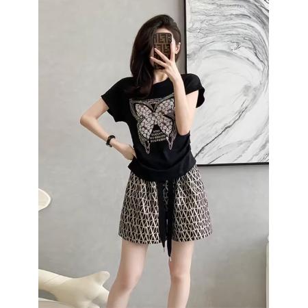 PF4048#高端时尚气质套装女夏季显瘦洋气减龄小个子休闲短袖短裤两件套女
