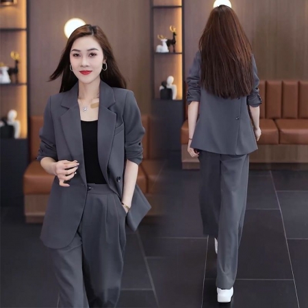 BY770#高级感正装西服套装女2024春季新款时尚洋气减龄西装阔腿裤两件套